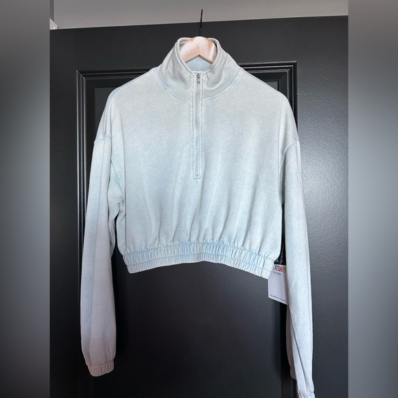 Celebrity Pink Tops - Celebrity Pink Light Blue Gray Cropped Sweatshirt large NWT